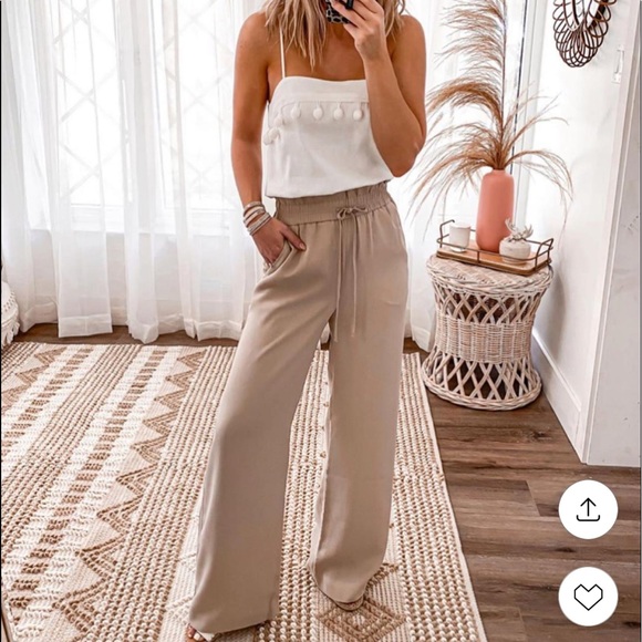 Express Pants - Express High Waisted Paperbag Wide Leg Pant